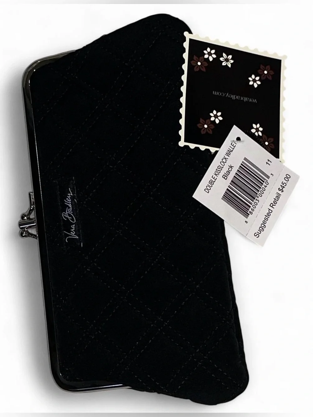 Vera Bradley Black Quilted Double Kisslock Wallet